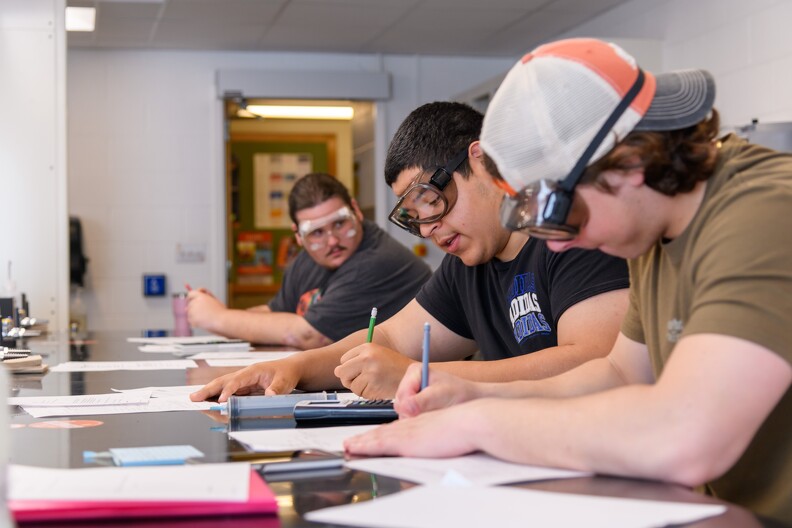 chemistry students working