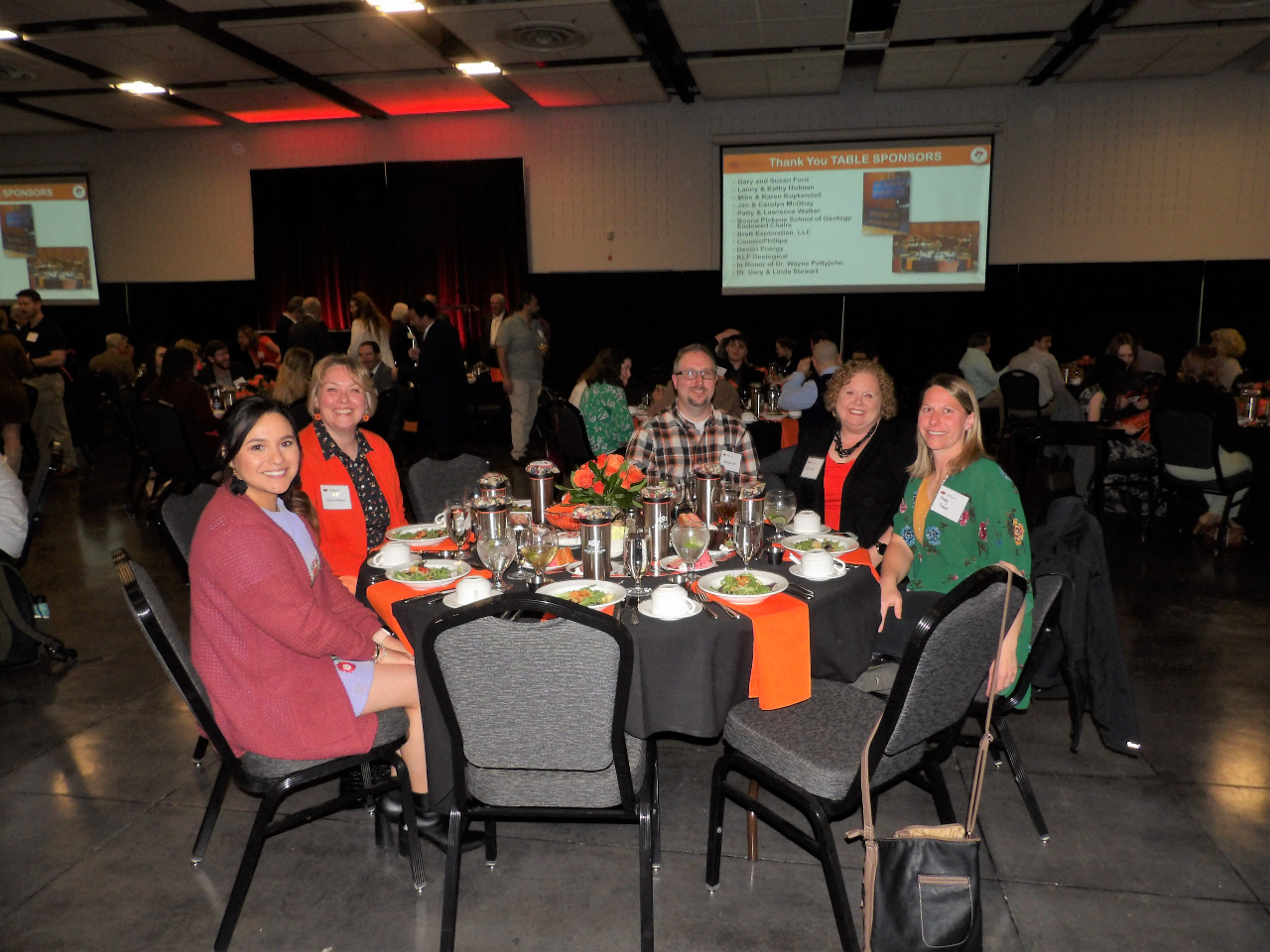 Ms. Karla, Mrs. Martha, Mr. Matthew, Mrs. Sheri and Ms. Maddy all sitting together at the banquet dinner.. Ms. Karla, Mrs. Martha, Mr. Matthew, Mrs. Sheri and Ms. Maddy all sitting together at the banquet dinner.
