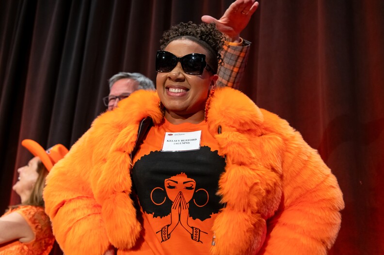 Kelsey Bufford winning second place for the Rock The Orange Award. Kelsey Bufford winning second place for the Rock The Orange Award.