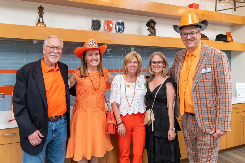 Lanny Holman, Camelia Knapp, Patty Walker, Frances Alvarado Albertorio and Todd Halihan stand together for a group photo. Lanny Holman, Camelia Knapp, Patty Walker, Frances Alvarado Albertorio and Todd Halihan stand together for a group photo.
