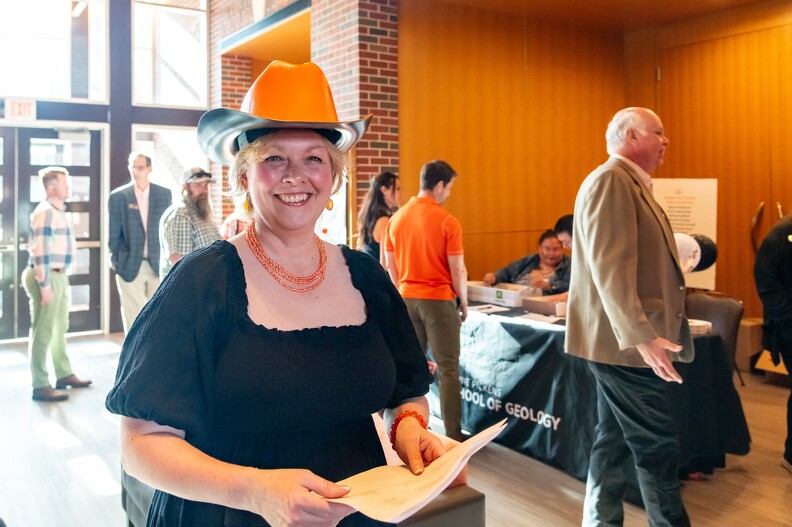 Martha Halihan and her big orange cowboy hat. Martha Halihan and her big orange cowboy hat.