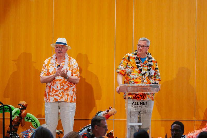 Mike Kuykendall and Todd Halihan announcing students awards and scholarships. Mike Kuykendall and Todd Halihan announcing students awards and scholarships.