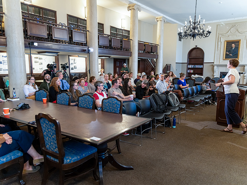 Jennifer Borland speaking to the audience