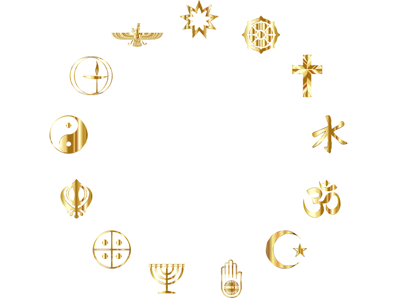 world religion symbols in a circle