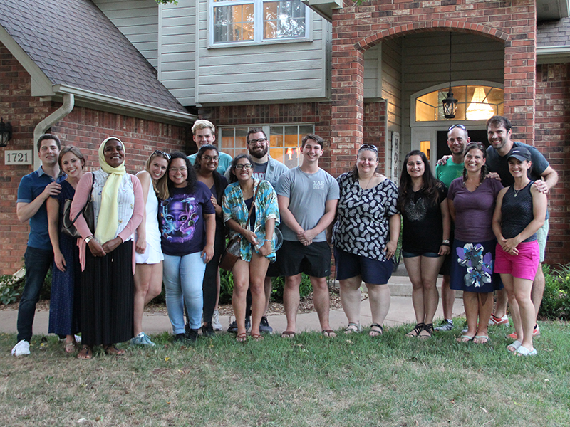 Group shot of students outside of Dr. Cabeen's house