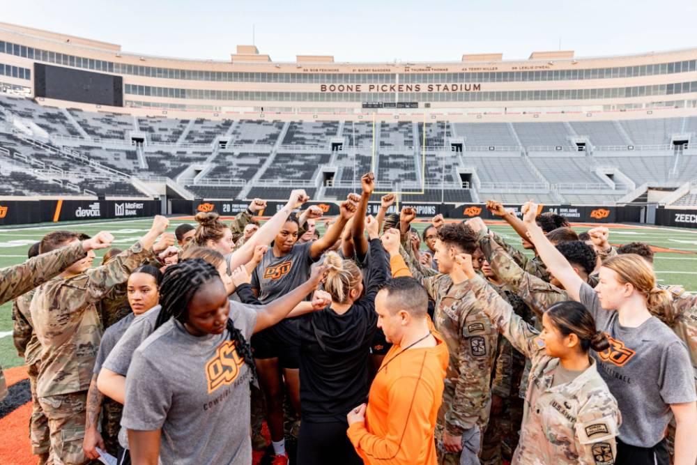 cadets and womens basketball after a workout