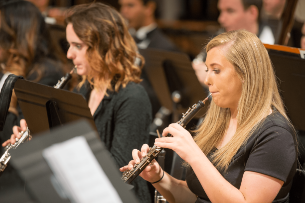Two oboists in the oklahoma state university orchestra
