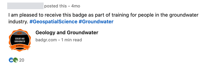 image of a micro-credential shared on LinkedIn
