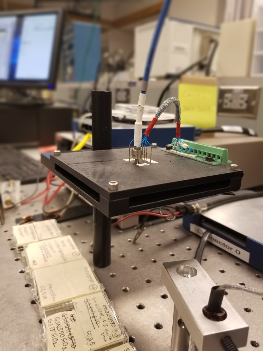 Our setup for measuring the electrical response of different neuromorphic materials