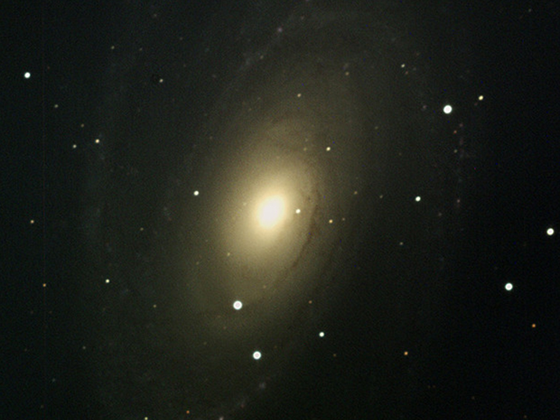 The first test image, which shows the spiral galaxy Messier 81, about 11 million light-years away.
