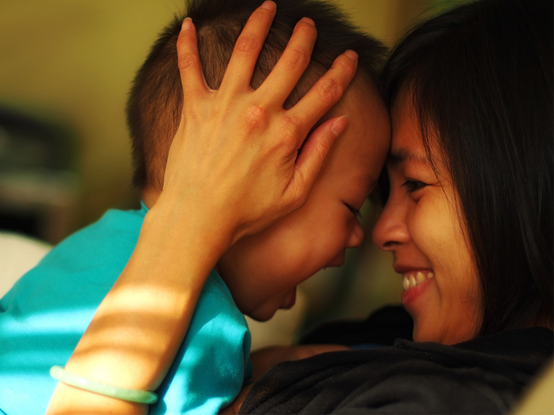 Asian mother and toddler