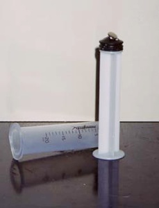 Close-up of a CS syringe.