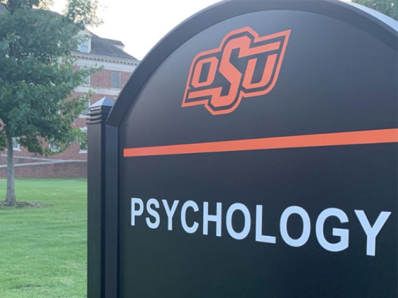 Image of a brain Psychology Building sign