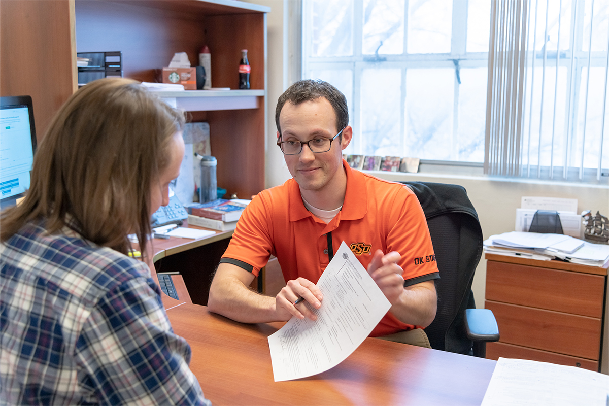 Student working with advisor.