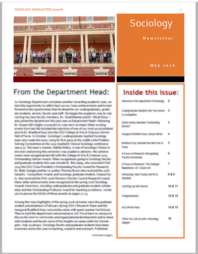 blurred cover of the 2016 newsletter