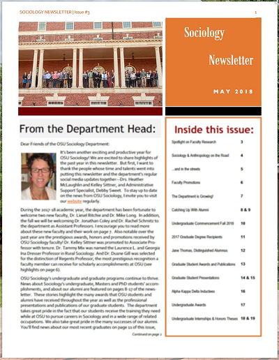 blurred cover of the 2018 newsletter