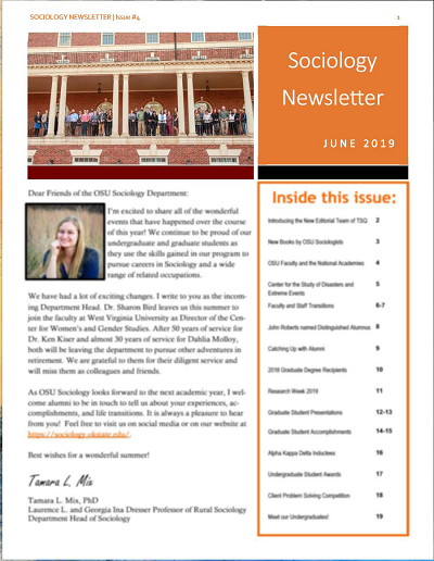 blurred cover of the 2019 newsletter
